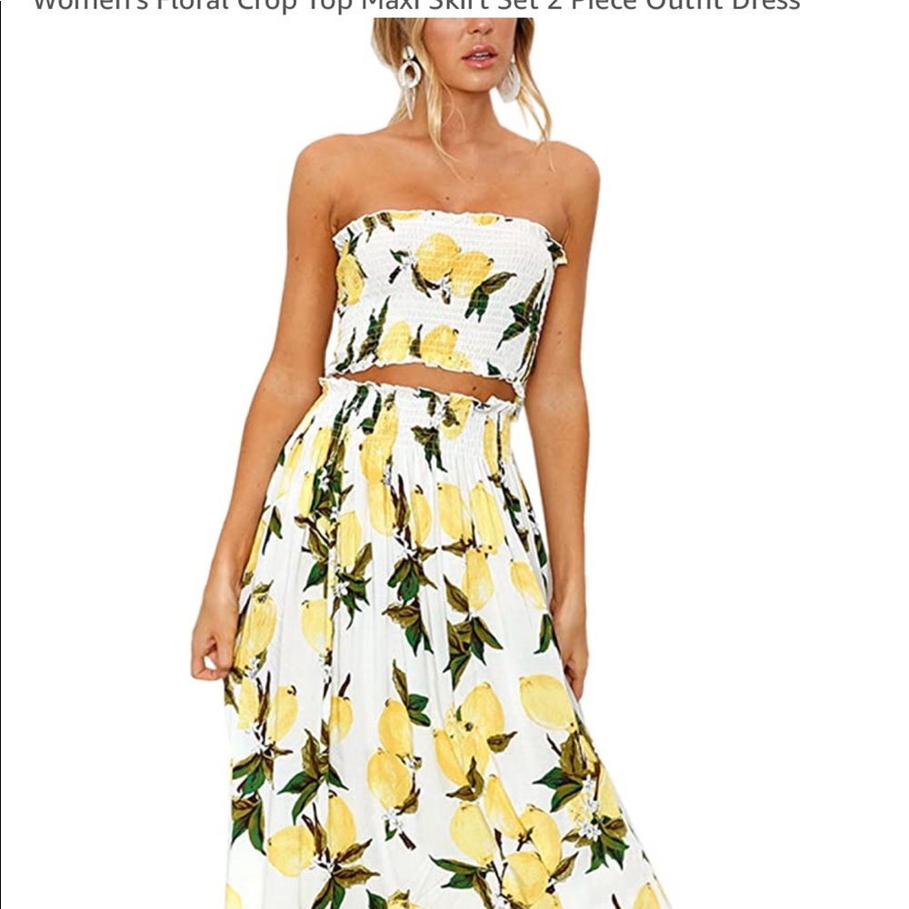 2 piece crop top maxi skirt